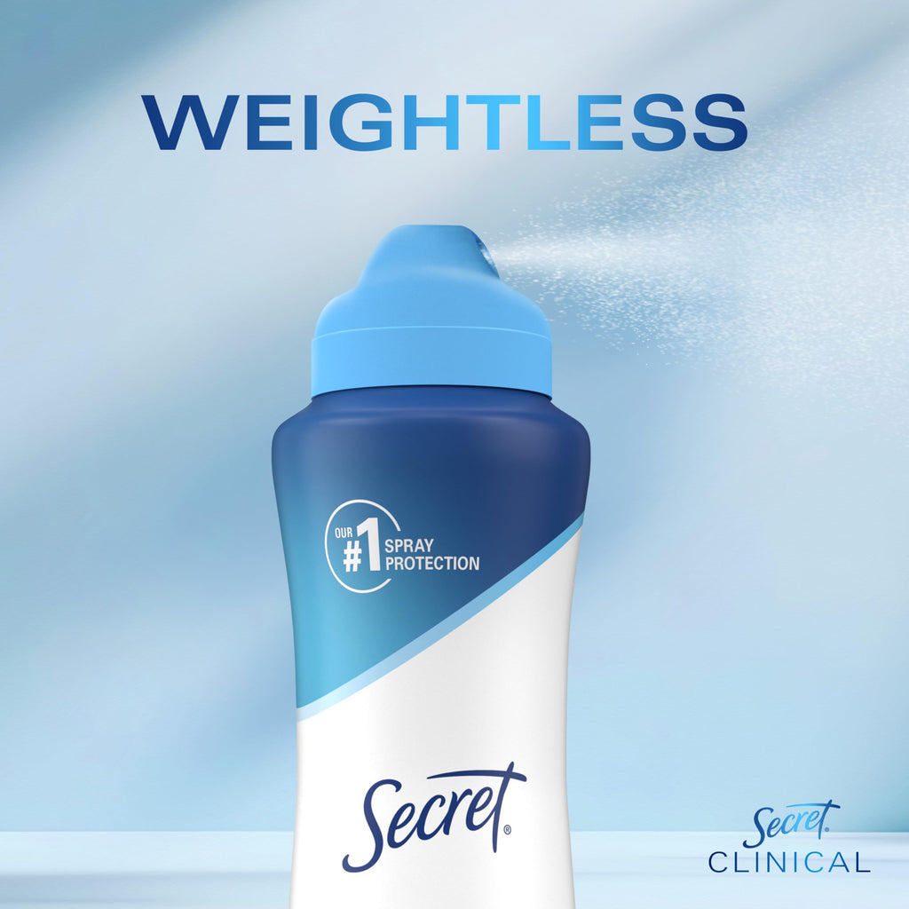 Secret Clinical Strength Dry Spray Antiperspirant Deodorant for Women, 3X Stress Protection, 72hr Sweat & Odor Protection, PH Balancing Minerals, Completely Clean Scent, 3.8 oz