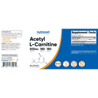 Nutricost Acetyl L-Carnitine (ALCAR) 500mg, 180 Capsules | GMO-Free and Gluten Free, 180 Servings