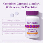 Barimelts Iron with Vitamin C, 180 Fast-Dissolving Tablets (2-Month Supply), Sugar-Free Bariatric Iron Supplement for Women, Natural Orange Flavor