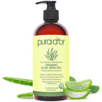 PURA D'OR ORGANIC Aloe Vera Gel Soothing Moisturizer, Lavender, 16oz | Fast-Absorbing, After-Sun Care, USDA Certified, Hydrating, Non-Sticky, Zero Artificial Preservatives, Vegan, Face, Hair, Body