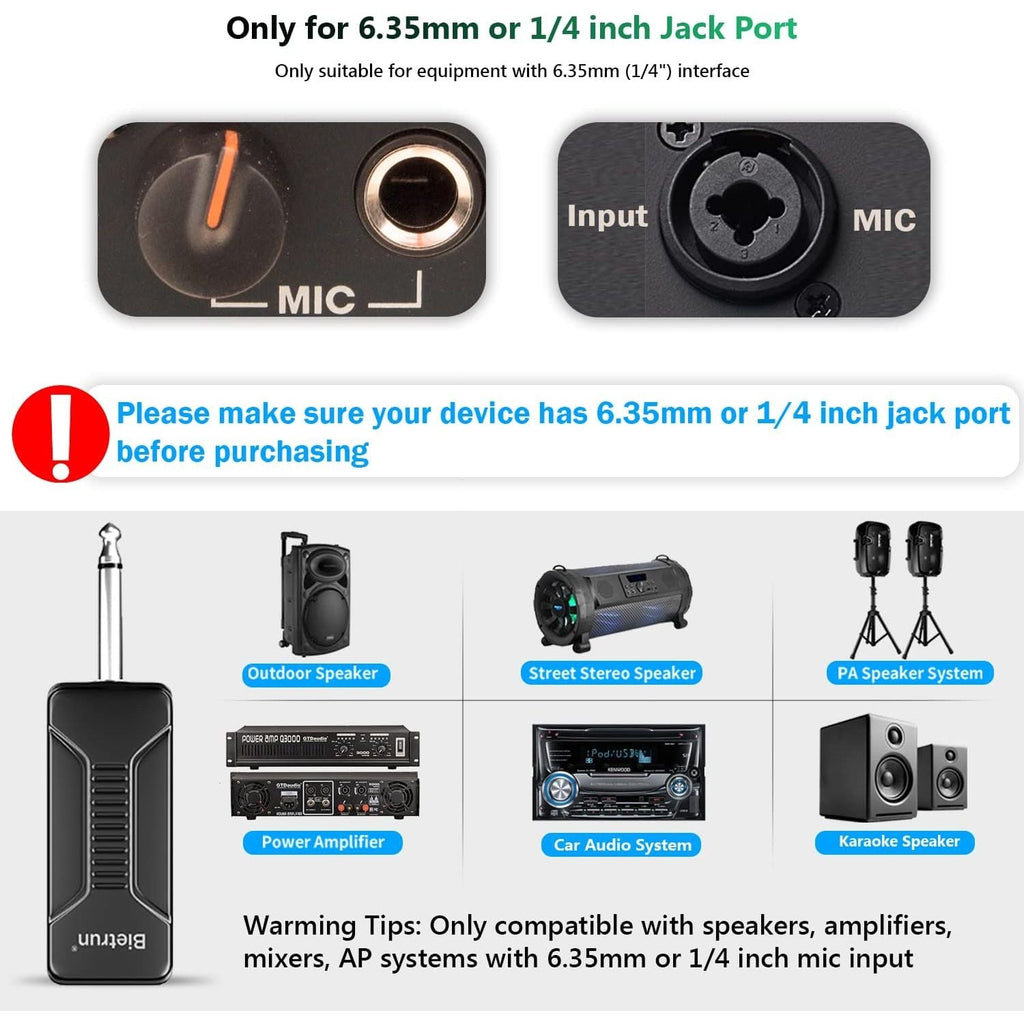 Buy now Bietrun Wireless Microphone, Professional UHF Metal Dual Handheld Cordless Dynamic Mic System Set with Rechargeable Receiver, 1/4‘’Output, Plug and Play, Instrument-Wireless-Mics for Karaoke, Wedding at indiglob india