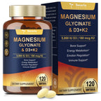 9-in-1 Magnesium Glycinate 500mg + Vitamin D3 5000 IU & K2 Complex - High Absorption - Healthy Stress, Sleep, Muscle Function, Bone Health & Energy Supports | Non-GMO, Gluten-Free 120 Softgels