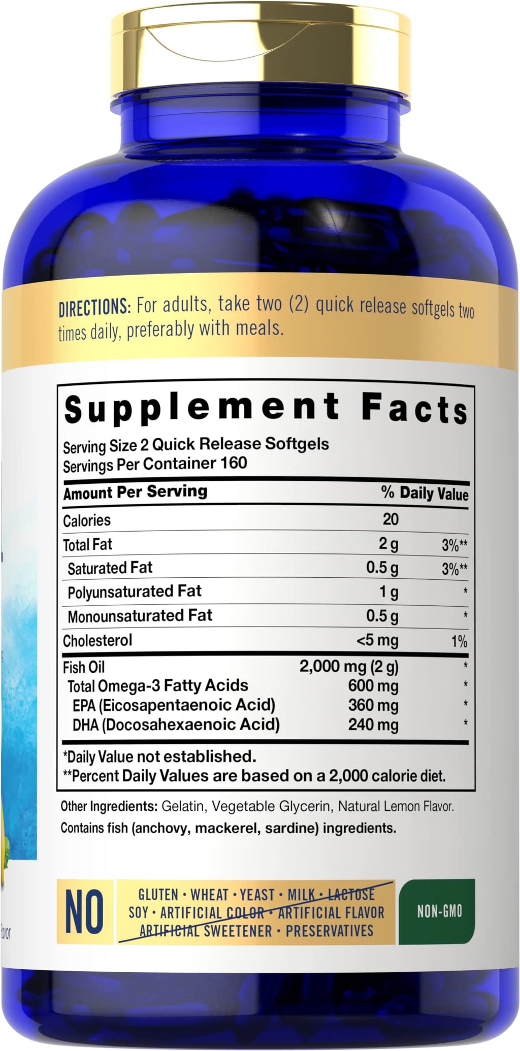 Carlyle Fish Oil Omega 3 Supplements | 2000mg | 320 Softgels | EPA & DHA