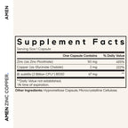 Amen Zinc & Copper Supplement + Probiotics, 3 Months Supply, One Per Day - 50 mg Zinc Picolinate Vitamin Pills - Essential Minerals Supplements – 2 Billion CFUs Probiotic – Vegan, Non-GMO, 90 Capsules