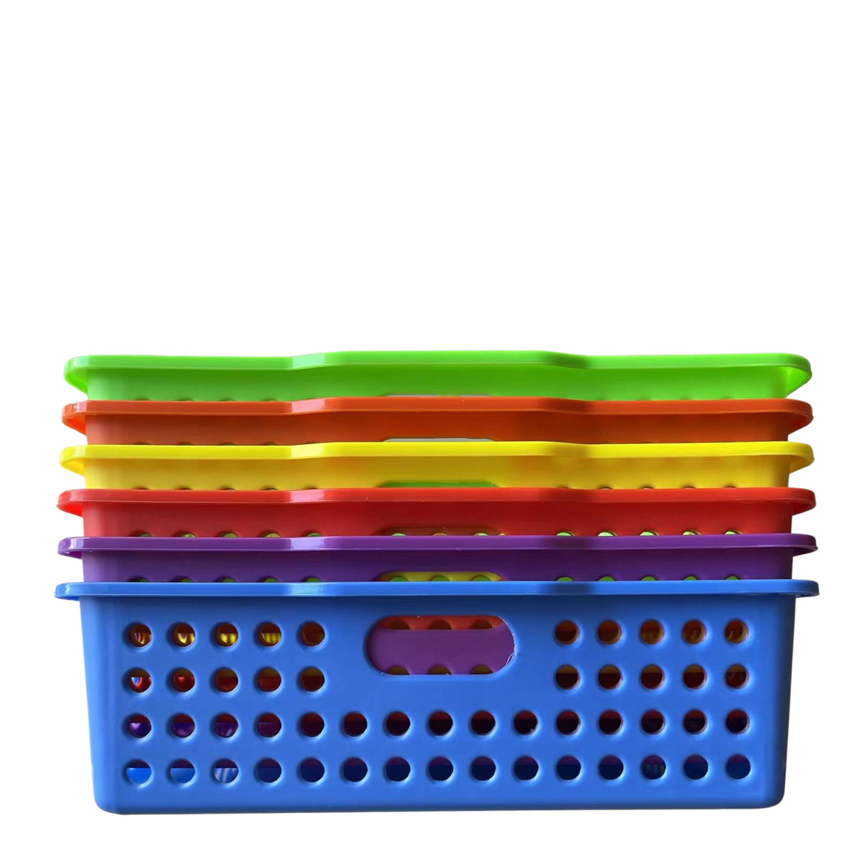 4E's Novelty 6 Pcs Colorful Plastic Classroom Storage Bins 13.75" X 10.25" for Organizing A4 Papers Trays, Turn In Containers Kids School Teachers Classroom Organization & Storage Supplies