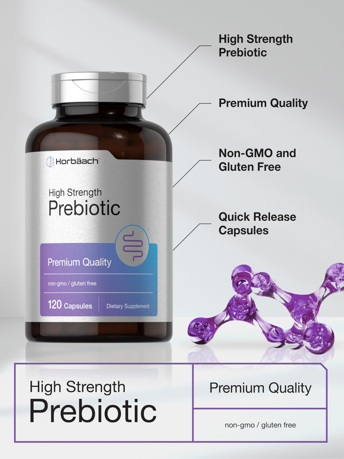 Horbäach Prebiotic for Men and Women | 120 Powder Pills