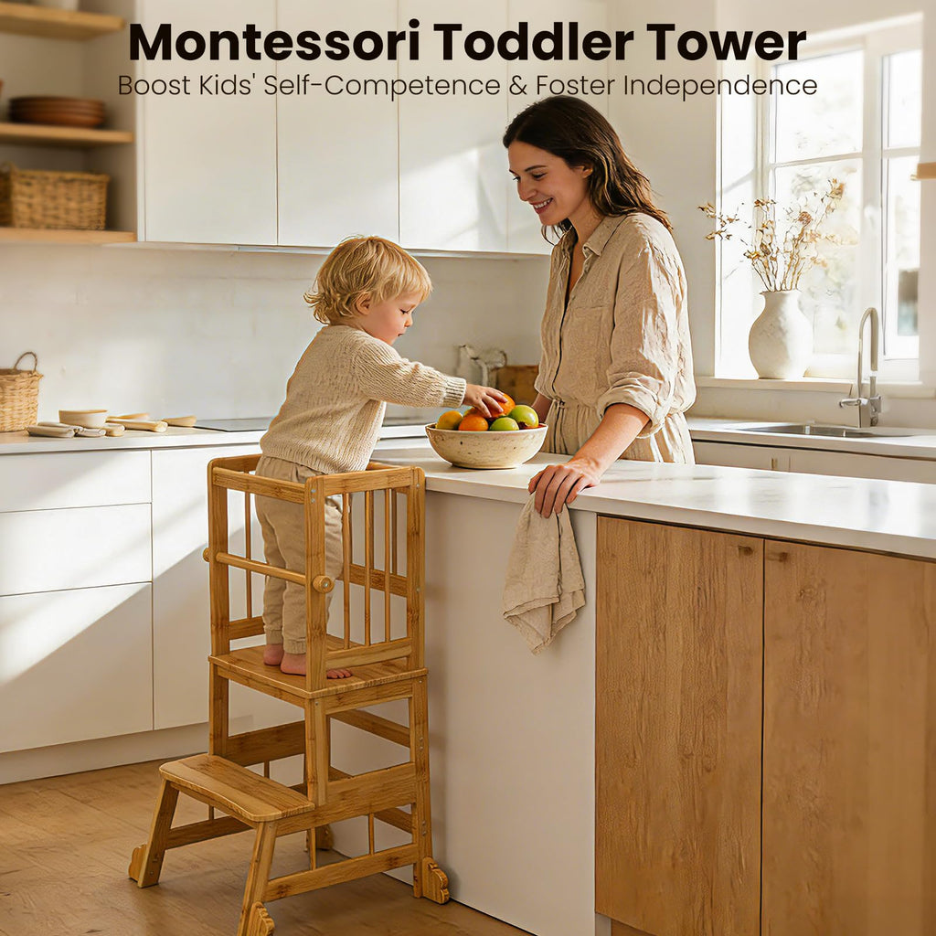 HBTower Toddler Standing Tower, Kids Kitchen Step Stool with Safety Rails
