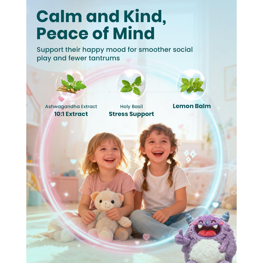 Saffron Gummies Kids & Happy Calm, Magnesium Gummies for Kids, 60 Days
