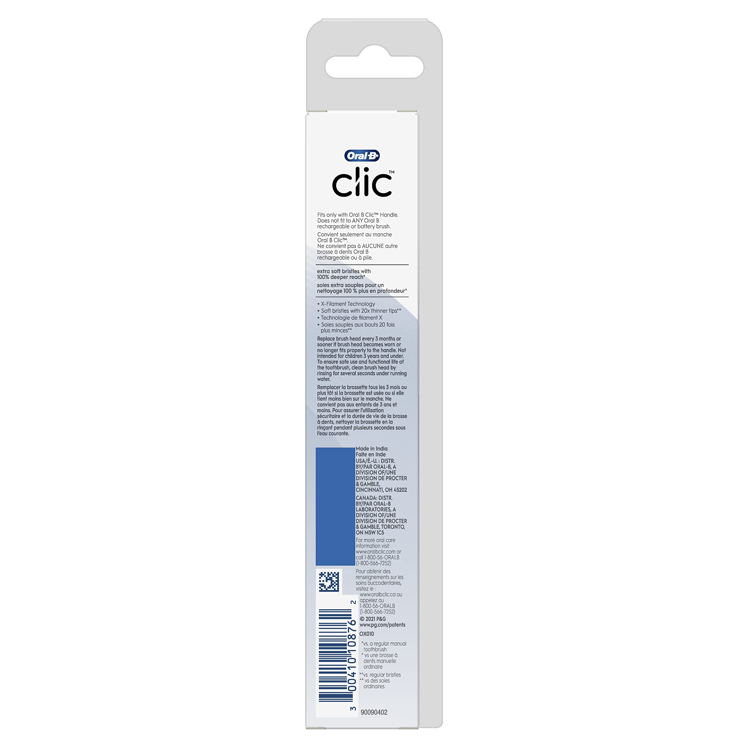 Buy now Oral-B Clic Toothbrush Sensitive Clean Replacement Brush Heads, White, 2 Count at indiglob india