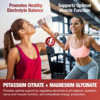 Potassium Magnesium Gummies with Electrolytes & Vitamins - Magnesium Glycinate, Potassium Citrate, Calcium, Vitamins B6, D3 & K2 for Muscle Function & Recovery - Vegan, Strawberry, 60 Count