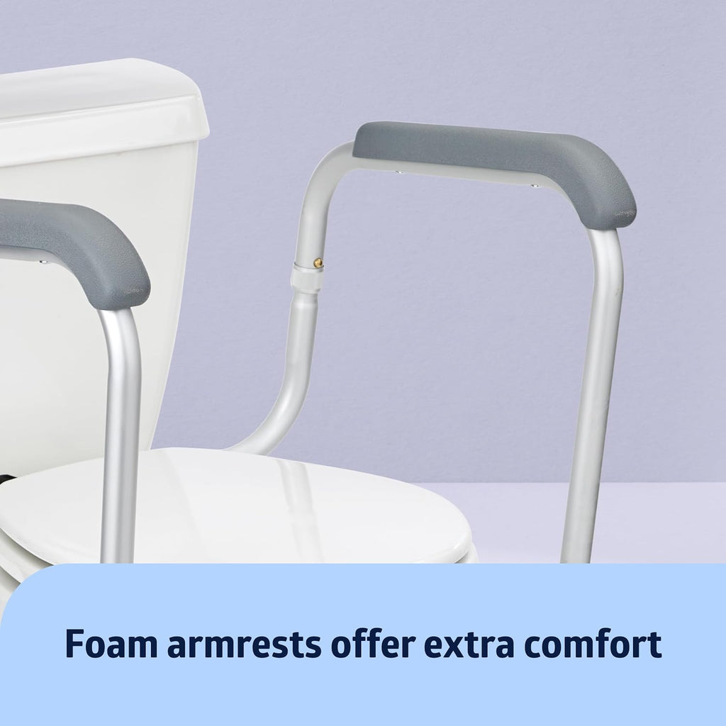 Buy now Medline Toilet Safety Rail For Seniors with Easy Installation, Height Adjustable Toilet Safety Frame, Bathroom Assist Rail with Armrests, Bathroom Safety, 250 lb. Weight Capacity at indiglob india