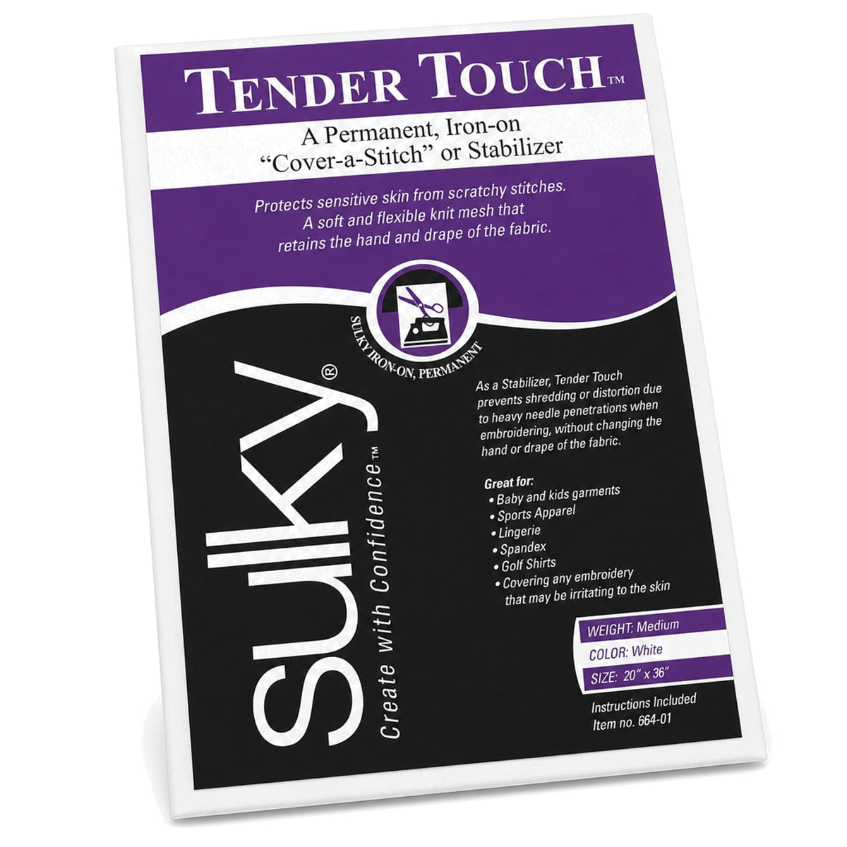 Sulky Cut-Away Embroidery Stabilizer Iron-On White 20x36 cm