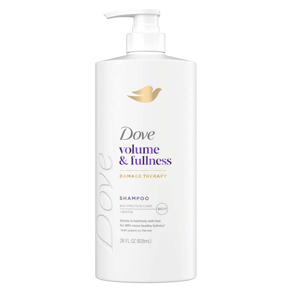 Dove Shampoo Volume & Fullness for Fine, Thin Hair with Bio-Protein Care Technology and Biotin 28 Fl Oz (Pack of 4)