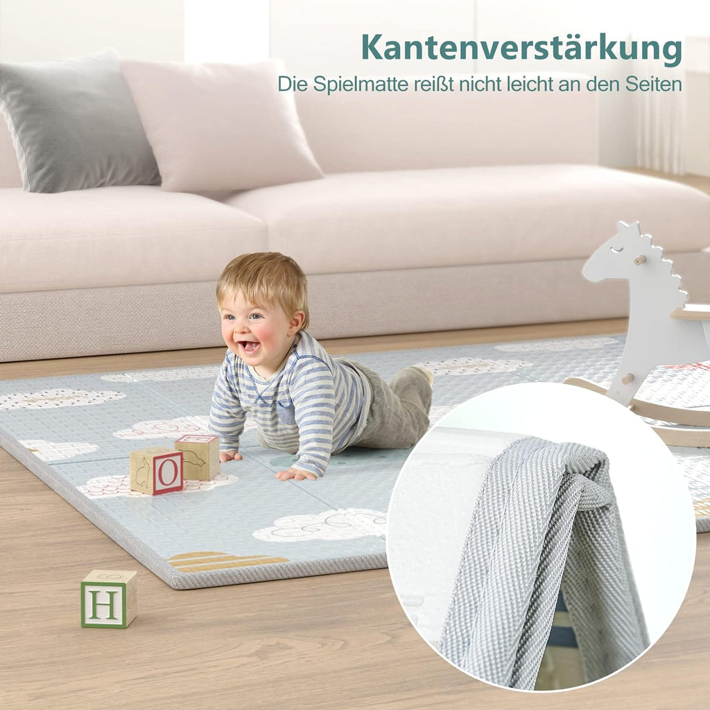 Buy now UANLAUO Foldable Baby Play Mat, Extra Large Waterproof Activity Playmats for Babies,Toddlers, Infants, Play & Tummy Time, Foam Baby Mat for Floor with Travel Bag (Cloud(71x59x0.4inch)) at indiglob india