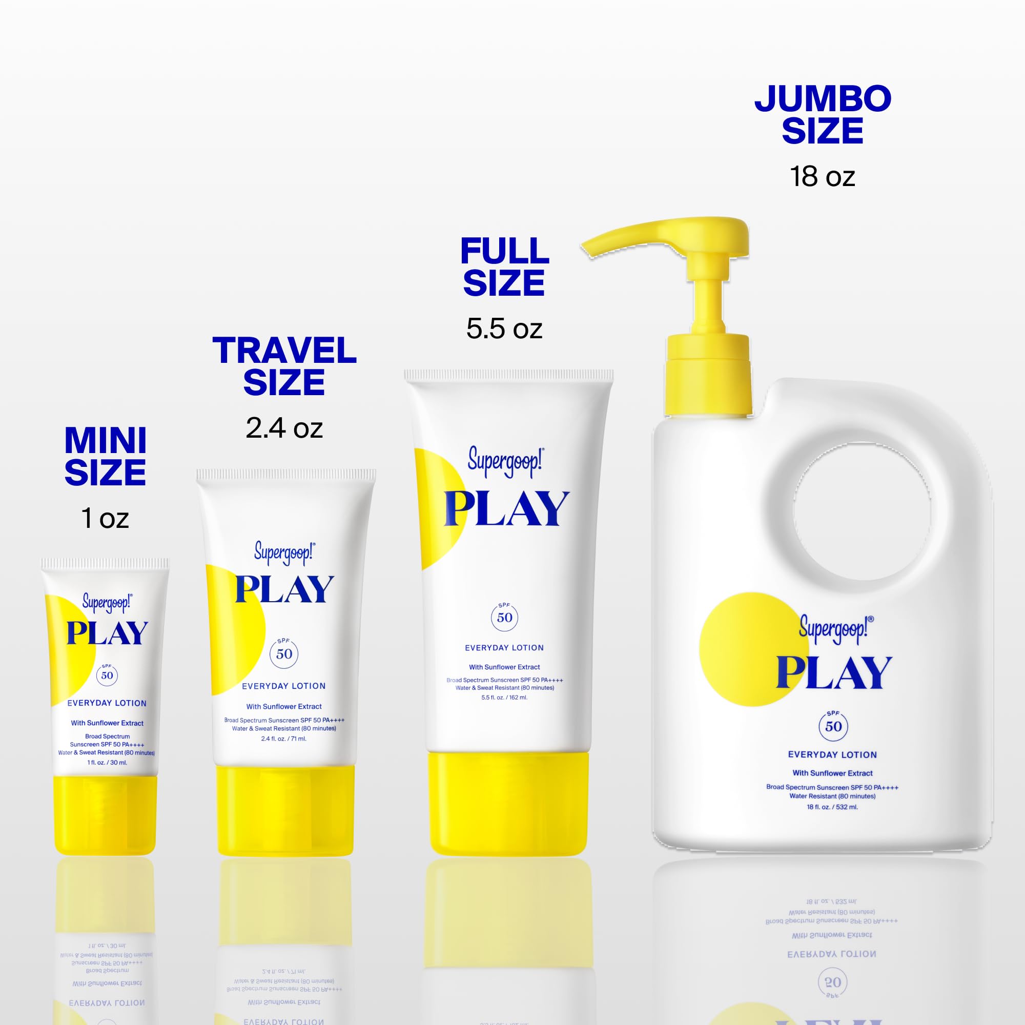 Supergoop! PLAY Everyday Lotion SPF 50 - Broad Spectrum Body & Face Sunscreen - Great for Active Days - Fast Absorbing, Water & Sweat Resistant - 18 fl oz