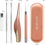 Buy now 4 Pack Ear Pick with Light, Ear Cleaner Ear Wax Removal Tool Kit for Kids and Adults, Ear Picks Digger & Tweezers & Spiral Spring Ear Spoon Set with Storage Box (Rose Gold) at indiglob india