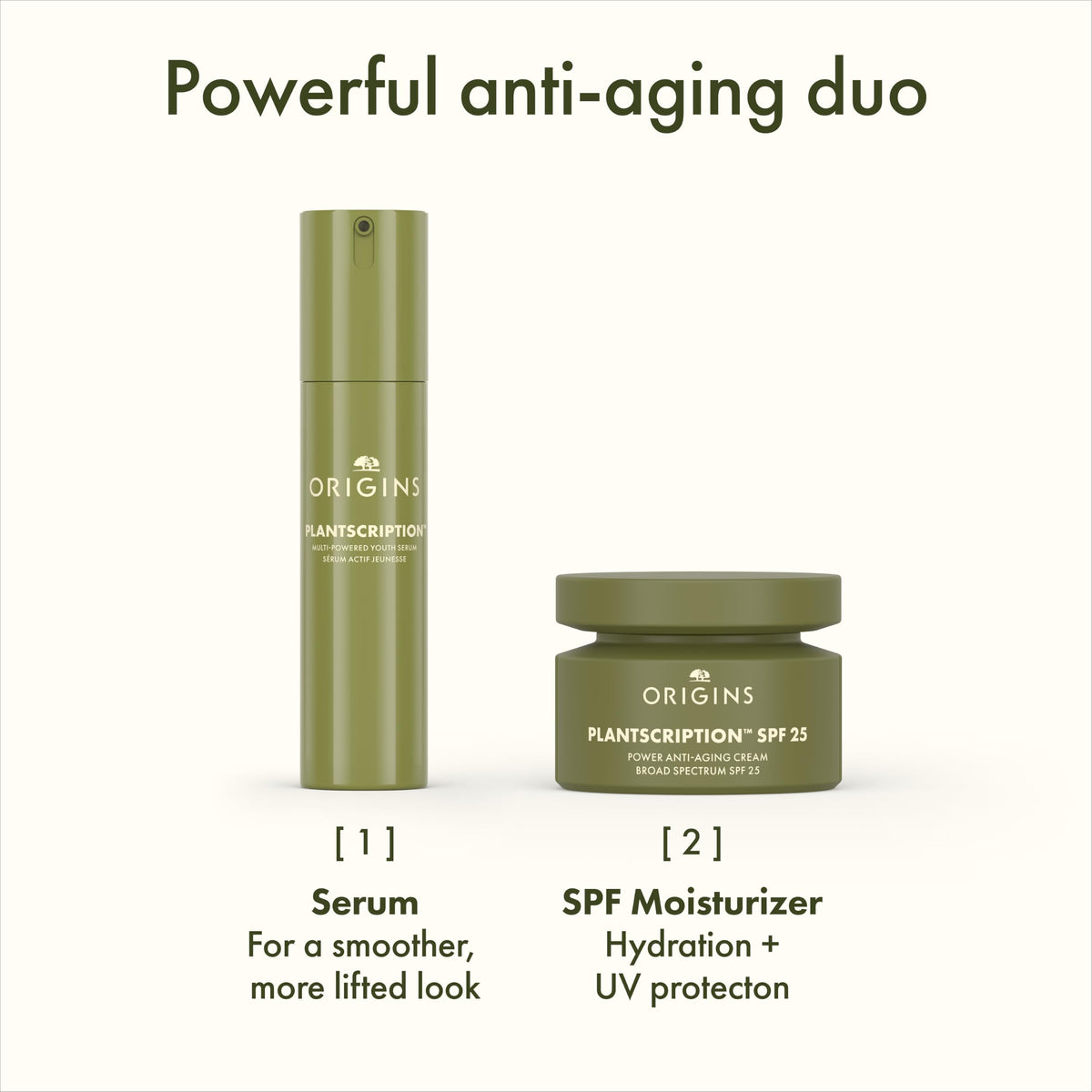 Origins Plantscription SPF 25 Power Anti-Aging Face Cream | Moisturizer with SPF to Visibly Reduce Fine Lines | With Peptides & Hyaluronic Acid, 1.7 Fl Oz