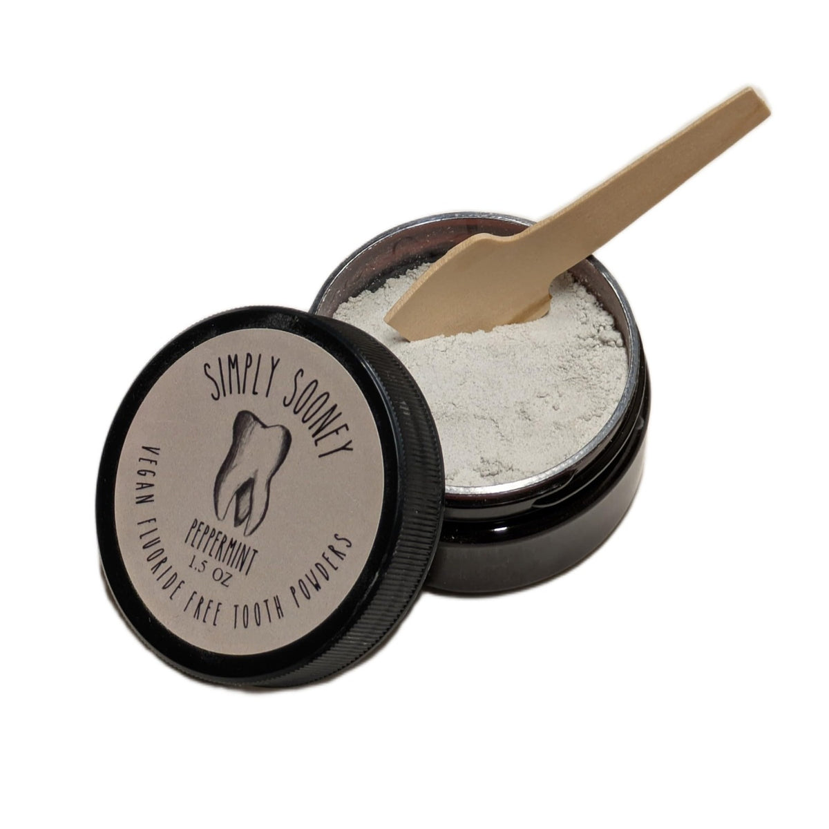 Simply Sooney Fluoride Free Toothpaste Powder I Vegan I Gluten Free I Organic Peppermint Essential Oil 1.5oz