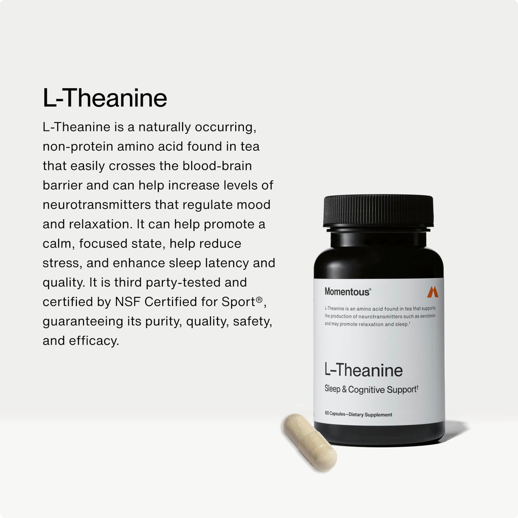 Momentous L-Theanine Supplement, Supports Relaxation & Focus, 200mg | Promotes Calm, Sleep Quality, & Cognitive Function, NSF Certified for Sport, Non-GMO & Gluten-Free (60 Servings)
