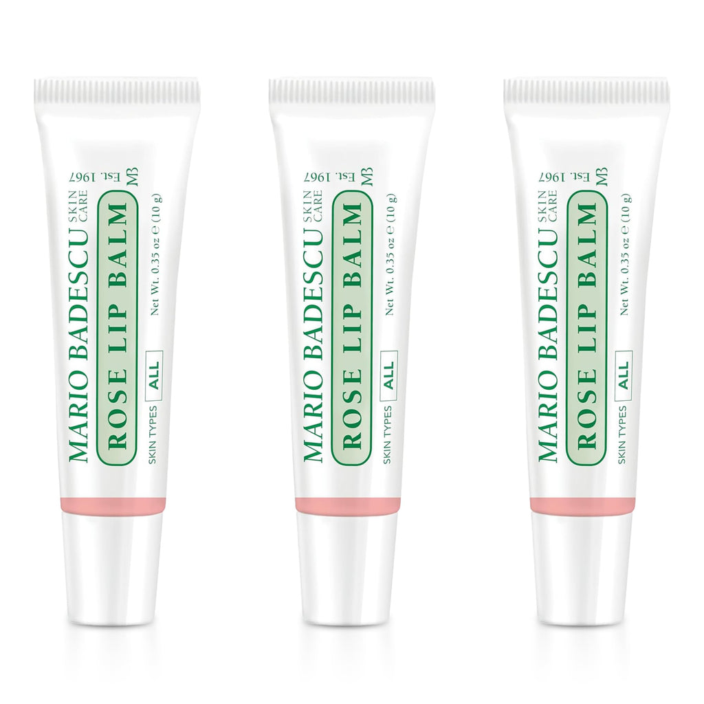 Buy now Mario Badescu Moisturizing Lip Balm for Dry Cracked Lips, Infused with Coconut Oil and Shea Butter, Ultra-Nourishing Lip Care Moisturizer for Soft, Smooth and Supple Lips Rose (Pack of 3) at indiglob india