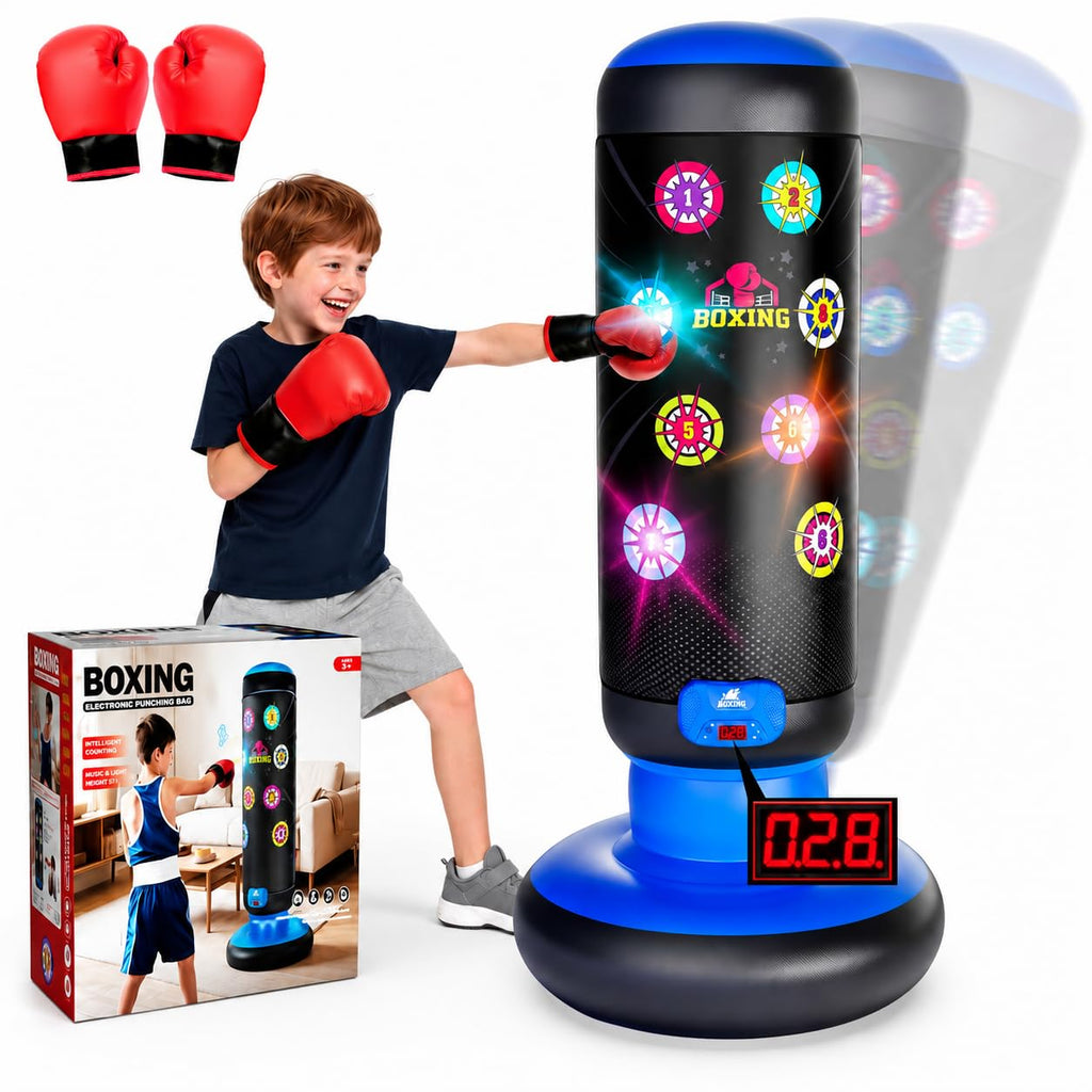 HopeRock Punching Bag for Kids,Boxing Set with Scoring, Light, Music