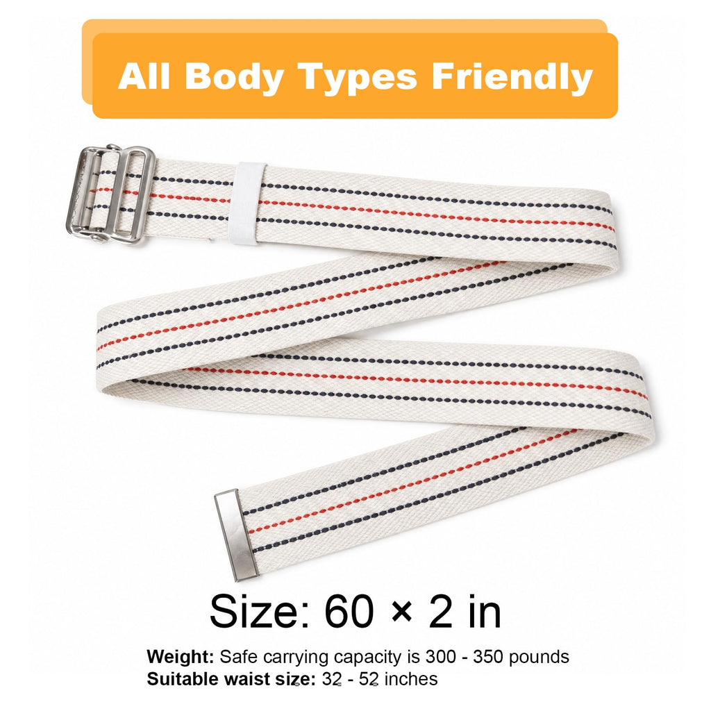 60×2 Inch Gait Belt for Seniors, Gate Belts Medical for Elderly, Transfer Belt for Physical Therapy, Elderly Care, Rehabilitation Patients, Therapist with Durable Metal Buckle with Anti-Slip Serrated