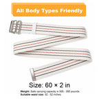 60×2 Inch Gait Belt for Seniors, Gate Belts Medical for Elderly, Transfer Belt for Physical Therapy, Elderly Care, Rehabilitation Patients, Therapist with Durable Metal Buckle with Anti-Slip Serrated