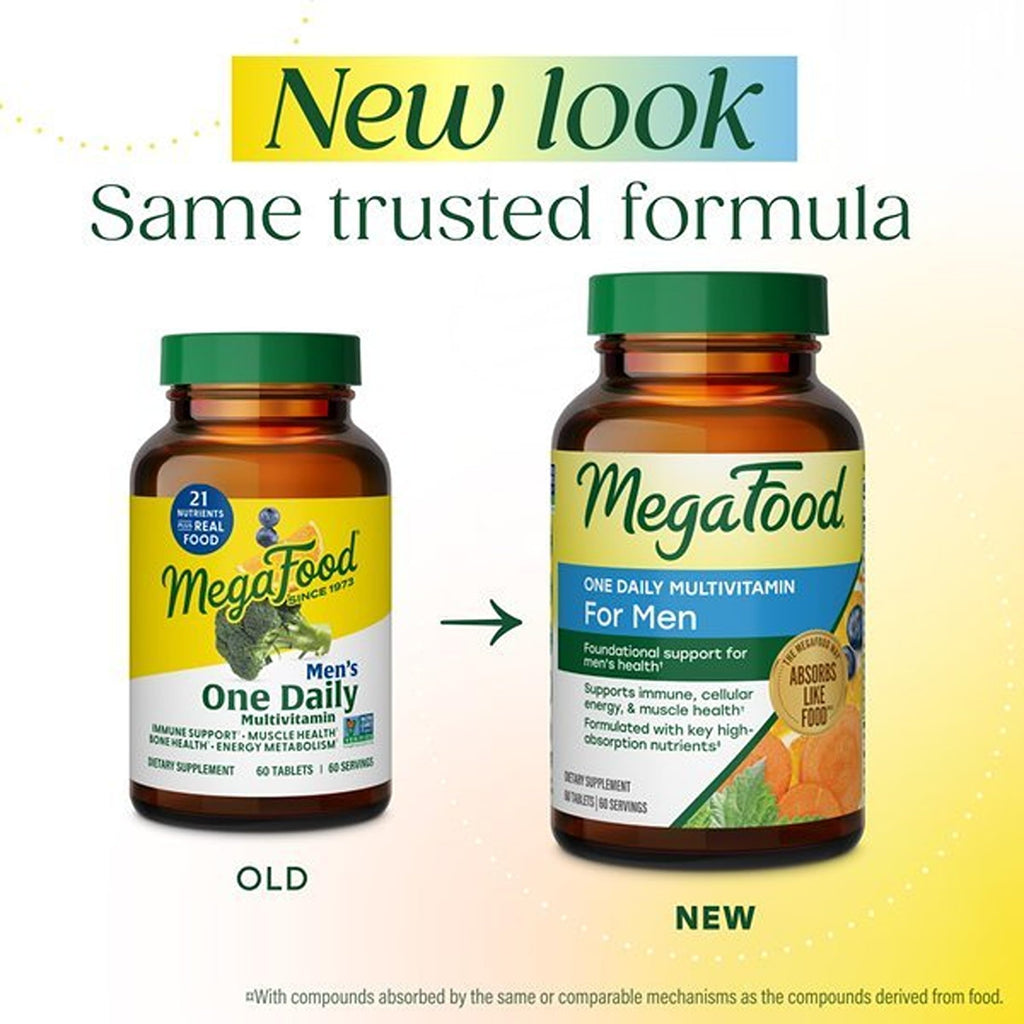 MegaFood One Daily Multivitamin for Men with 21 Nutrients, 90 Tablets | Immune Support, Cellular Energy & Muscle Health, Methylfolate, Methylated B12, C, D3, Zinc, Non-GMO, Vegetarian, 90 Servings