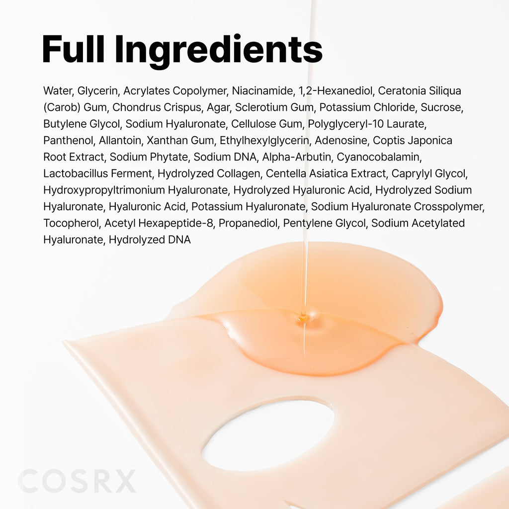 COSRX 5 PDRN Hyaluronic Hydrogel Face Mask, Glass Skin Glow, 34g x 3EA | Overnight Firming, Plumping Care with Salmon DNA, Centella, Travel Essential, Korean Skin Care, Dewy Radiance