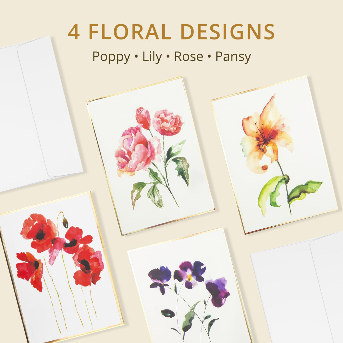 Graphique Watercolor Greeting Cards | 20 Blank Notes, Envelopes, Boxed Set