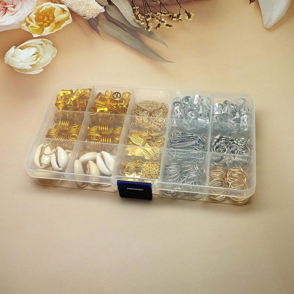 Buy now 220-Piece Braiding Hair Rings - 15 Styles, Jewelry for Braids, Clips, Pendants, Headbands & Accessories at indiglob india