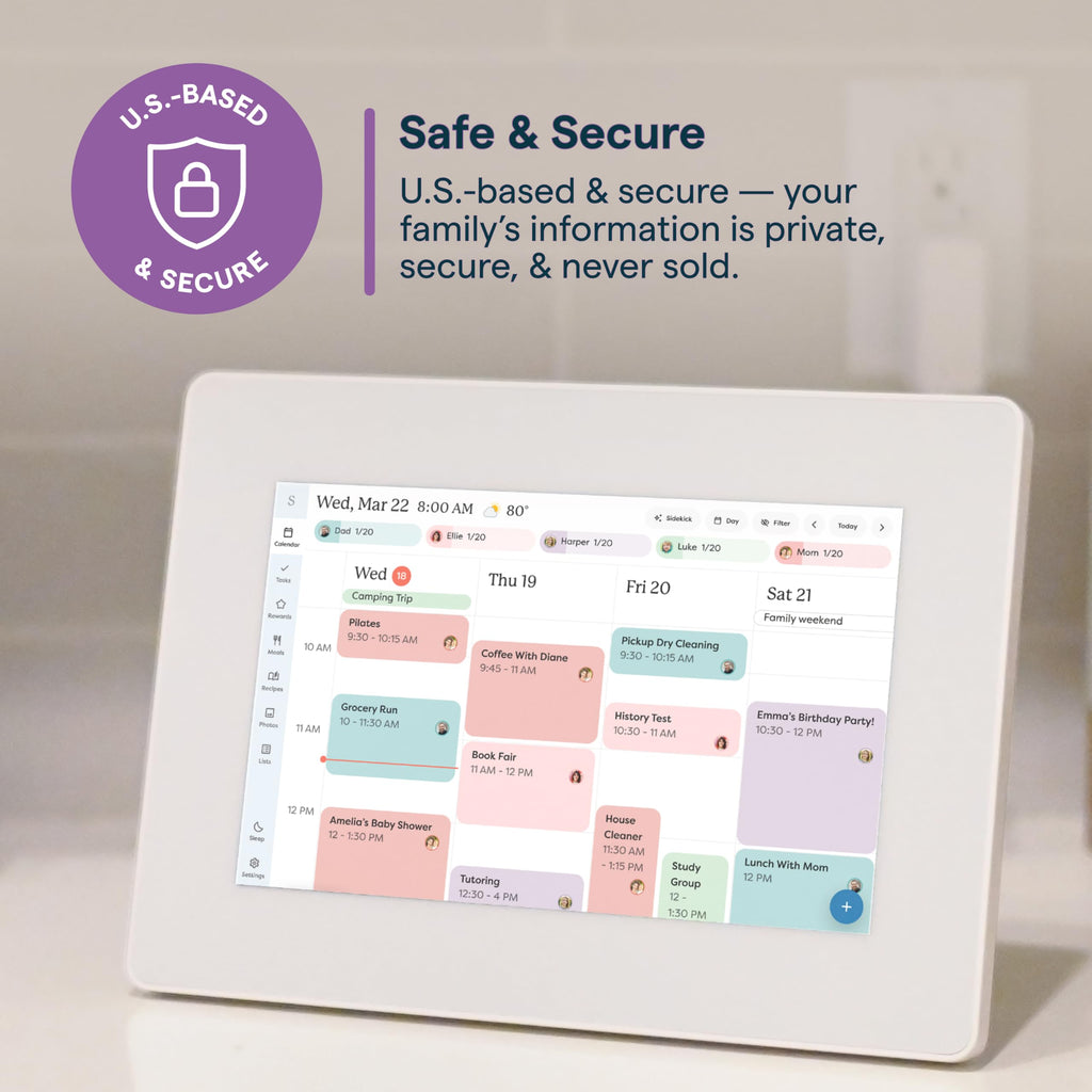 Skylight Calendar Mini — 10-Inch Digital Calendar Touchscreen Display for Shared Scheduling – Interactive Planner for Chores, Lists, and Reminders, White