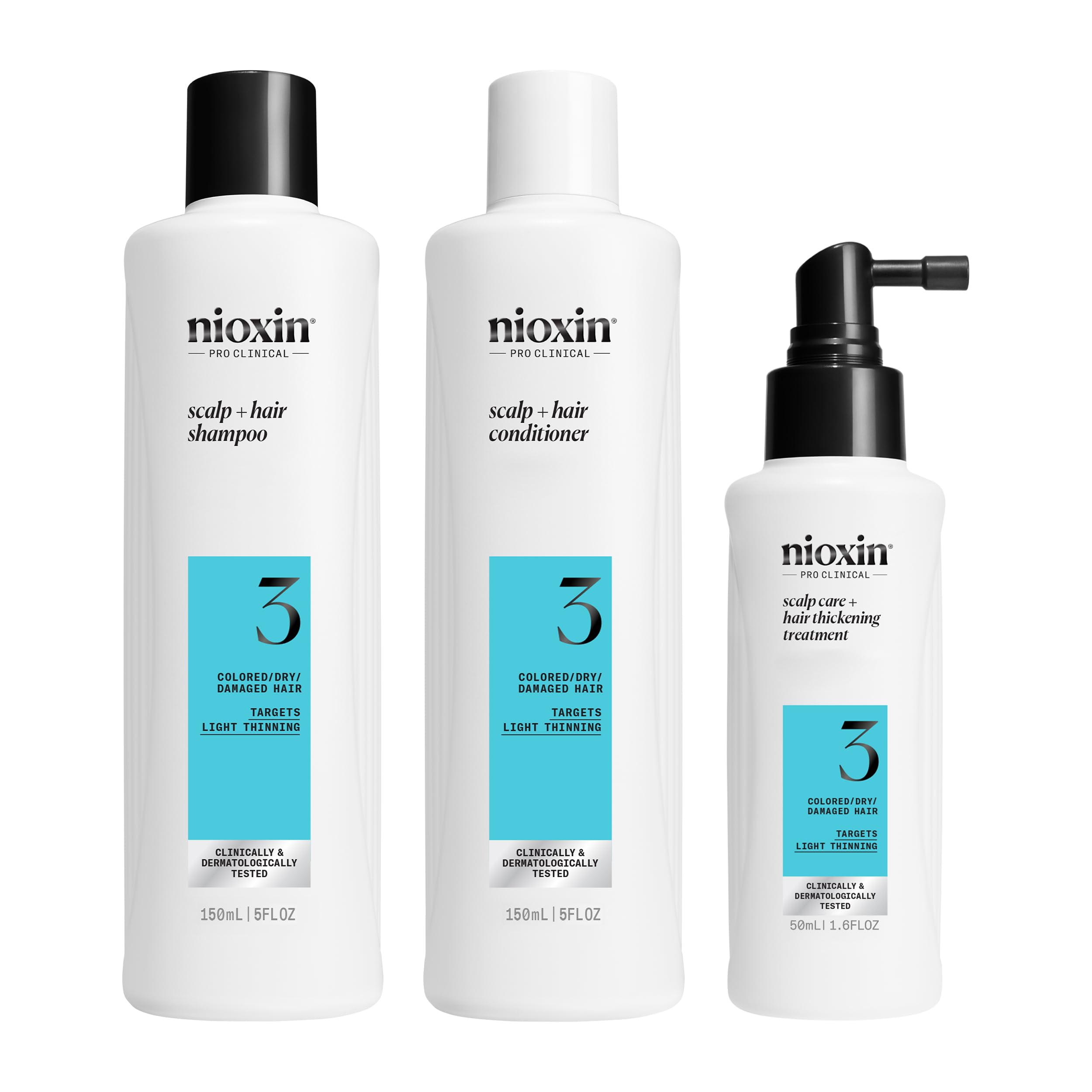 NIOXIN System Kits | Scalp + Hair Thickening | 1 Month Supply | Natural, Colored & Damaged Hair with Light to Progressed Thinning | Strengthen & Boost Hair Density with Niacinamide & Biotin