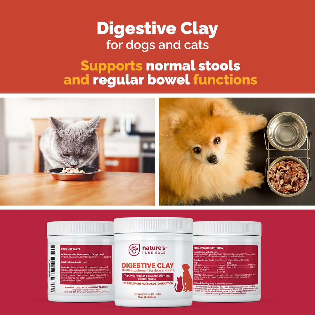 Clay Powder Anti Diarrhea for Dogs & Cats. Supports Gas Relief. Normalizes Gut PH in Dogs and Cats. Constipation Relief. Extra Large 7.40 oz.
