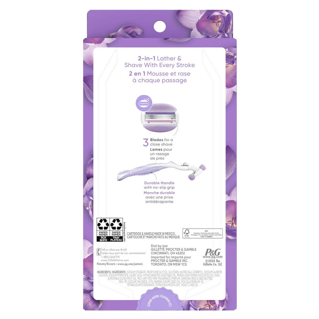 Gillette Venus ComfortGlide Freesia Women's Razor - 1 handle + 2 refills