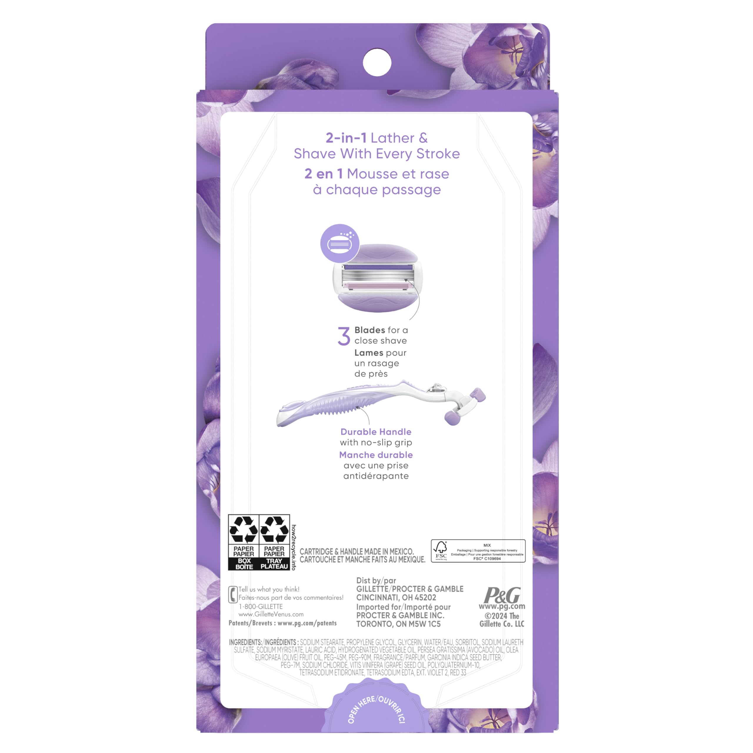 Gillette Venus ComfortGlide Freesia Women's Razor - 1 handle + 2 refills