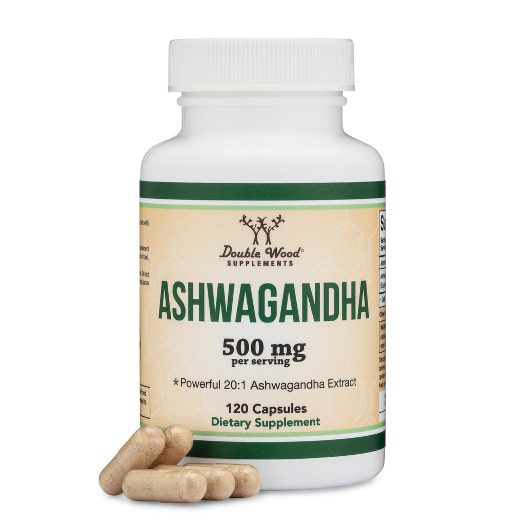 Ashwagandha 500mg 20:1 Extract, Stress, Calm + Sleep Support, 120 Capsules | Stress, Calm + Sleep Supplement, Concentrated 20:1 Root (~10g Equivalent), AM or PM Use, Vegetarian, 60-Day Supply
