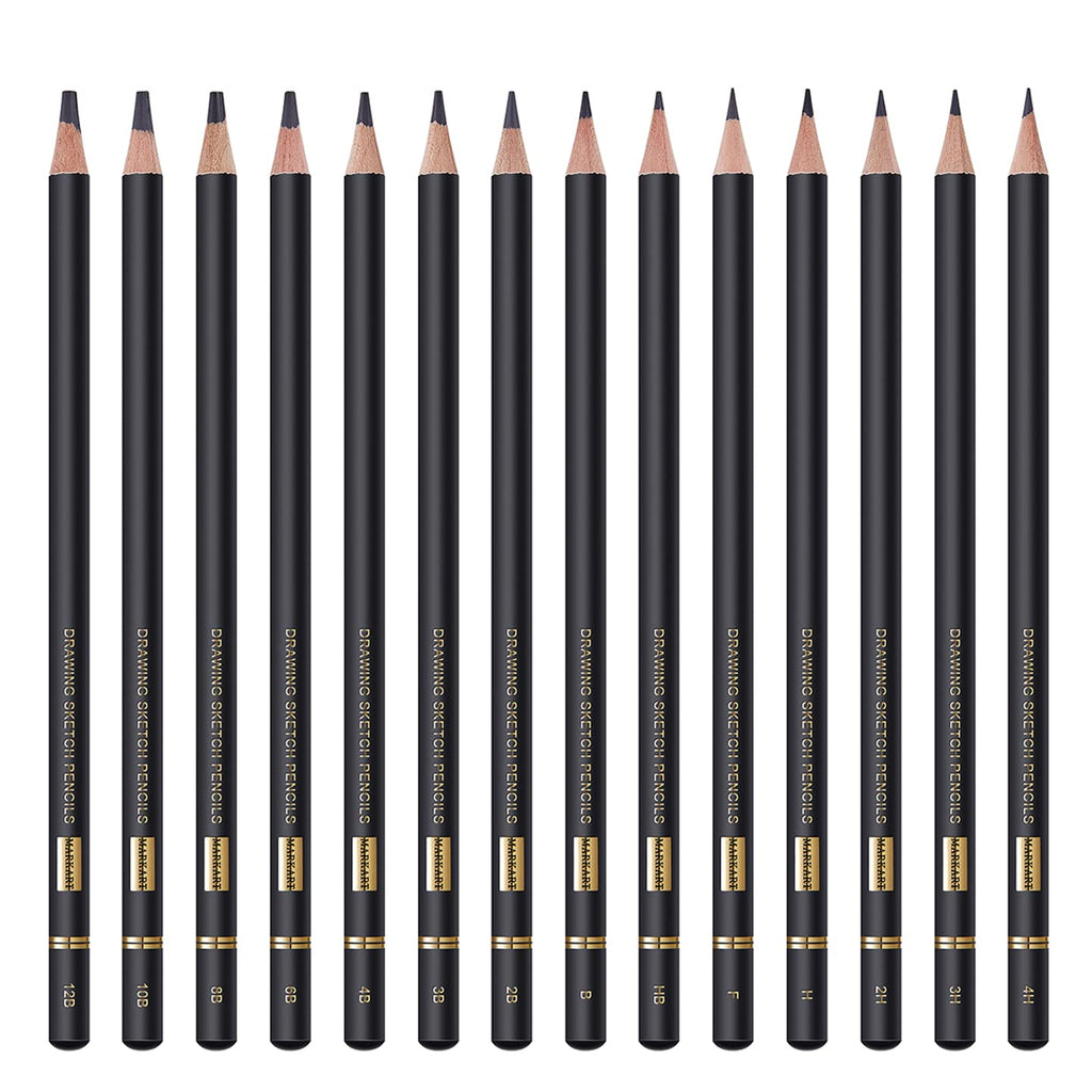 MARKART Drawing Sketching Pencils Set, 14 Pieces, Graphite Pencil(12B - 4H)