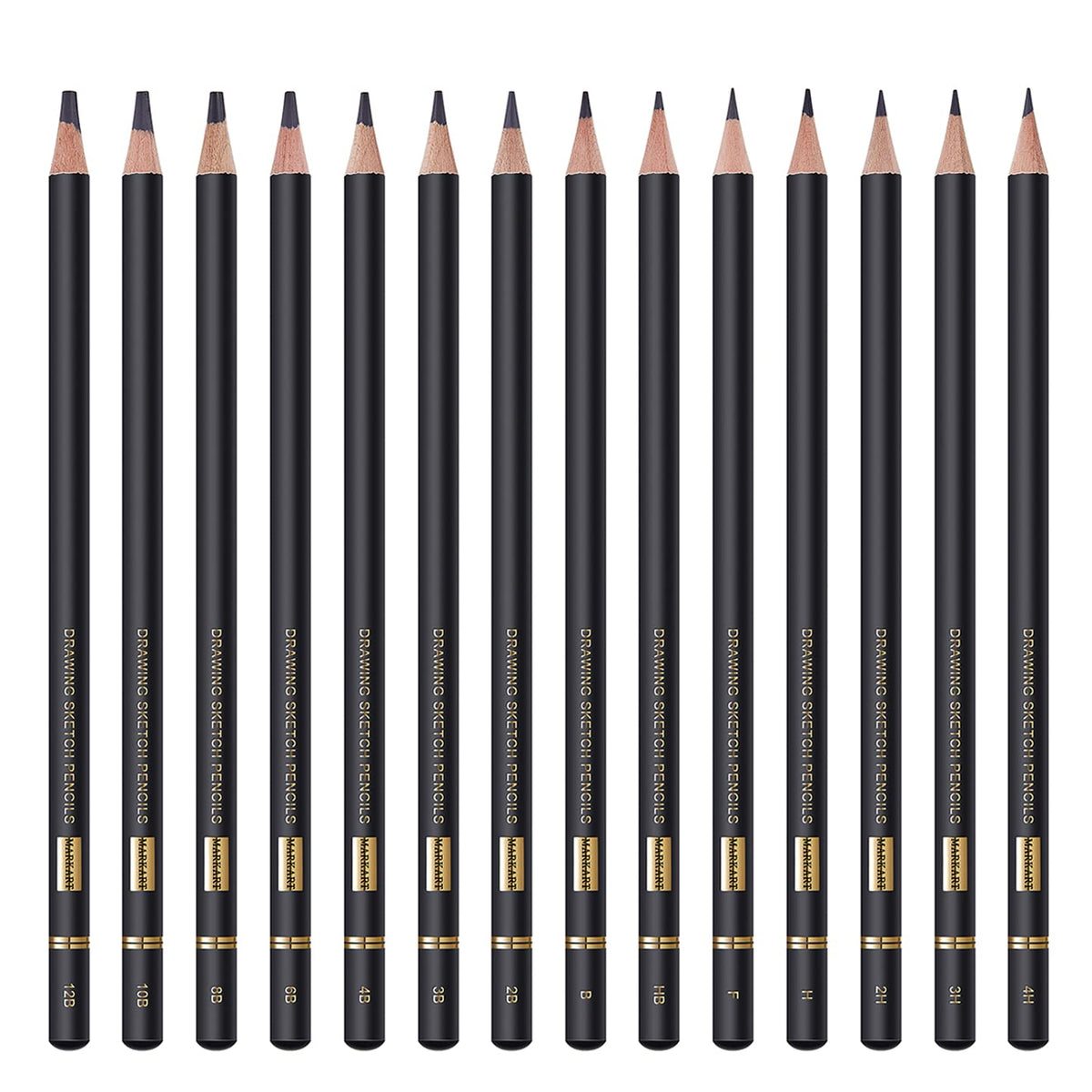 MARKART Drawing Sketching Pencils Set, 14 Pieces, Graphite Pencil(12B - 4H)