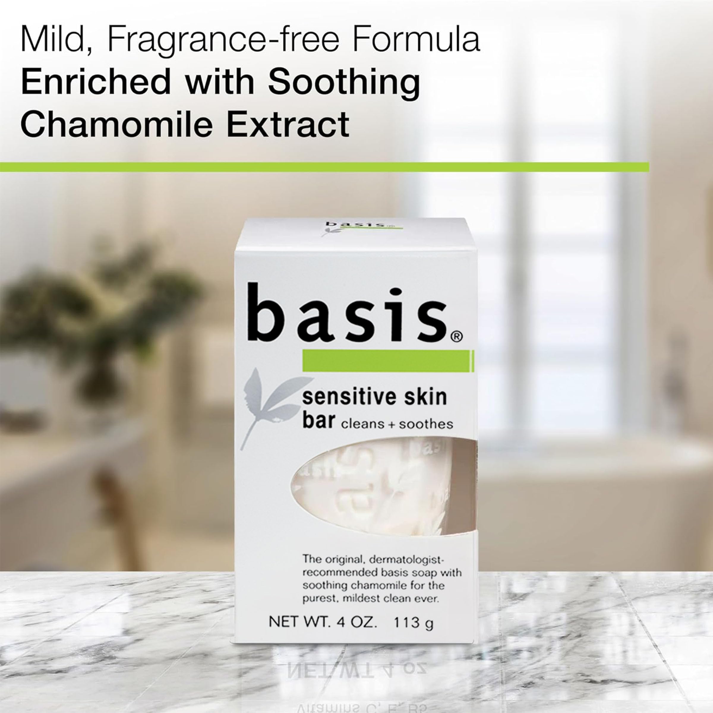 Basis Sensitive Skin Bar Soap for Body, Hands and Face, Multipack, 6 x 4 OZ