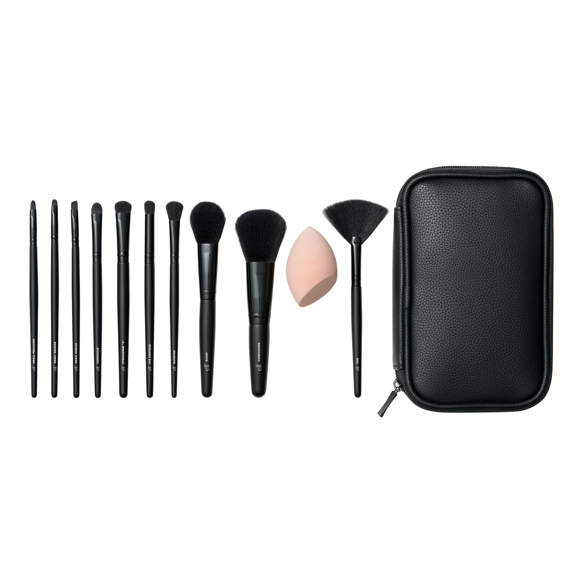 Buy now e.l.f. Full Face & Eye Makeup Brush Set with Travel Case, 11 Face & Eye Brushes For Creating A Full Face Makeup Look, Vegan & Cruelty-Free at indiglob india