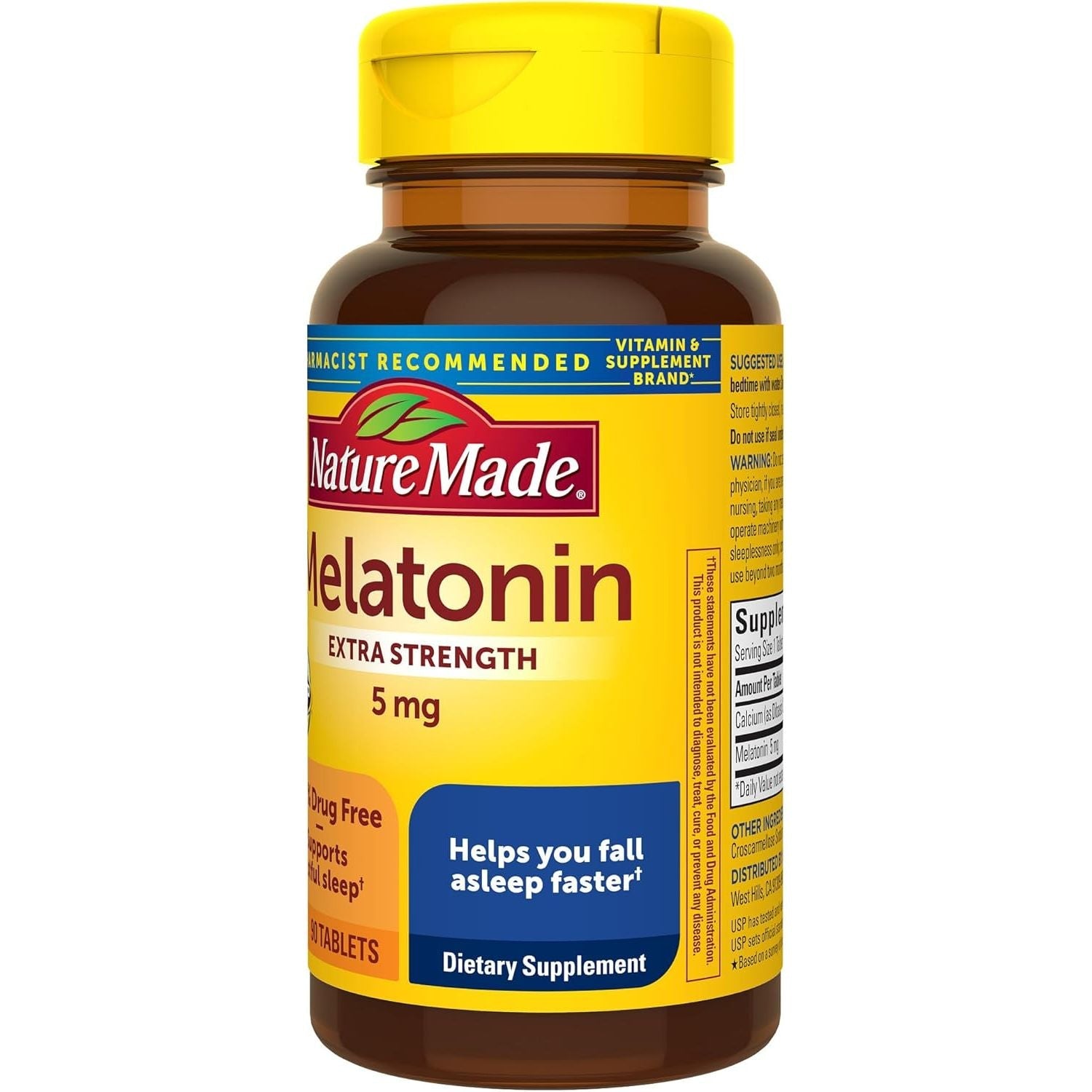 Buy now Nature Made Melatonin 5mg Tablets Extra Strength, 100% Drug Free Sleep Aid for Adults, 90 Tablets, 90 Day Supply at indiglob india