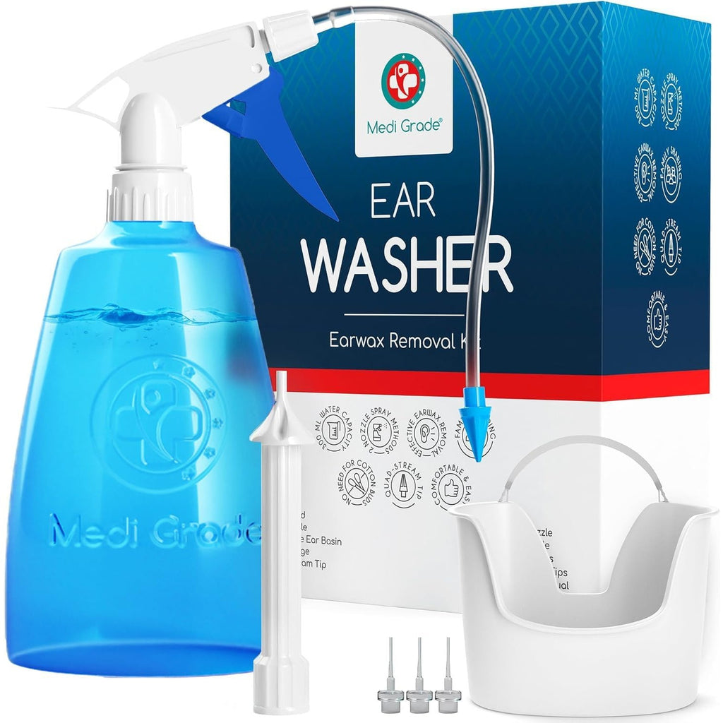 Medi Grade Ear Wax Removal Kit, 300ml Ear Washer Bottle, Basin and Tips