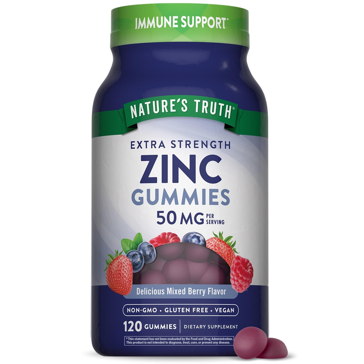 Nature's Truth Zinc Gummies for Adults | 50mg | 120 Count | Vegan, Non-GMO & Gluten Free Supplement | Mixed Berry Flavor
