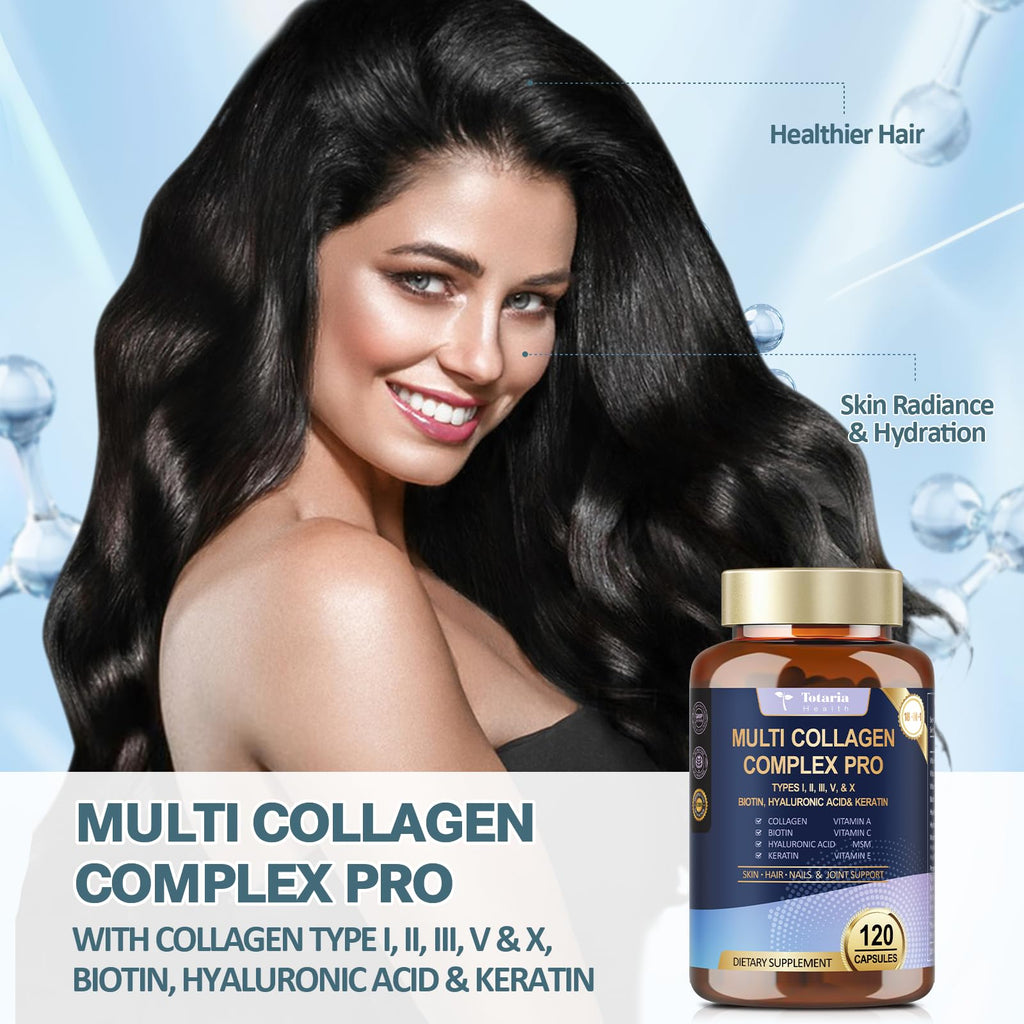 18-in-1 Collagen Pro 1500mg w/Types I II III V X Biotin VIT A C E 120 Caps