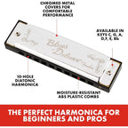 Buy now Fender Blues Deluxe Harmonica, Stocking Stuffers, Guitar Accessories, Pack of 7 with case (Keys C, G, A, D, F, E, B Flat) at indiglob india