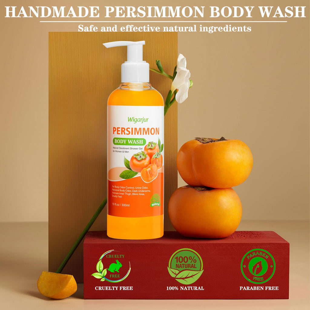 Persimmon Body Wash for Old People Smell, Natural Deodorant Bar | Deep Odor Control for Strong Odor Smelly Feet Remove, Cleansing Body Soap Deodorizing with Persimmon & Green Tea Extracts