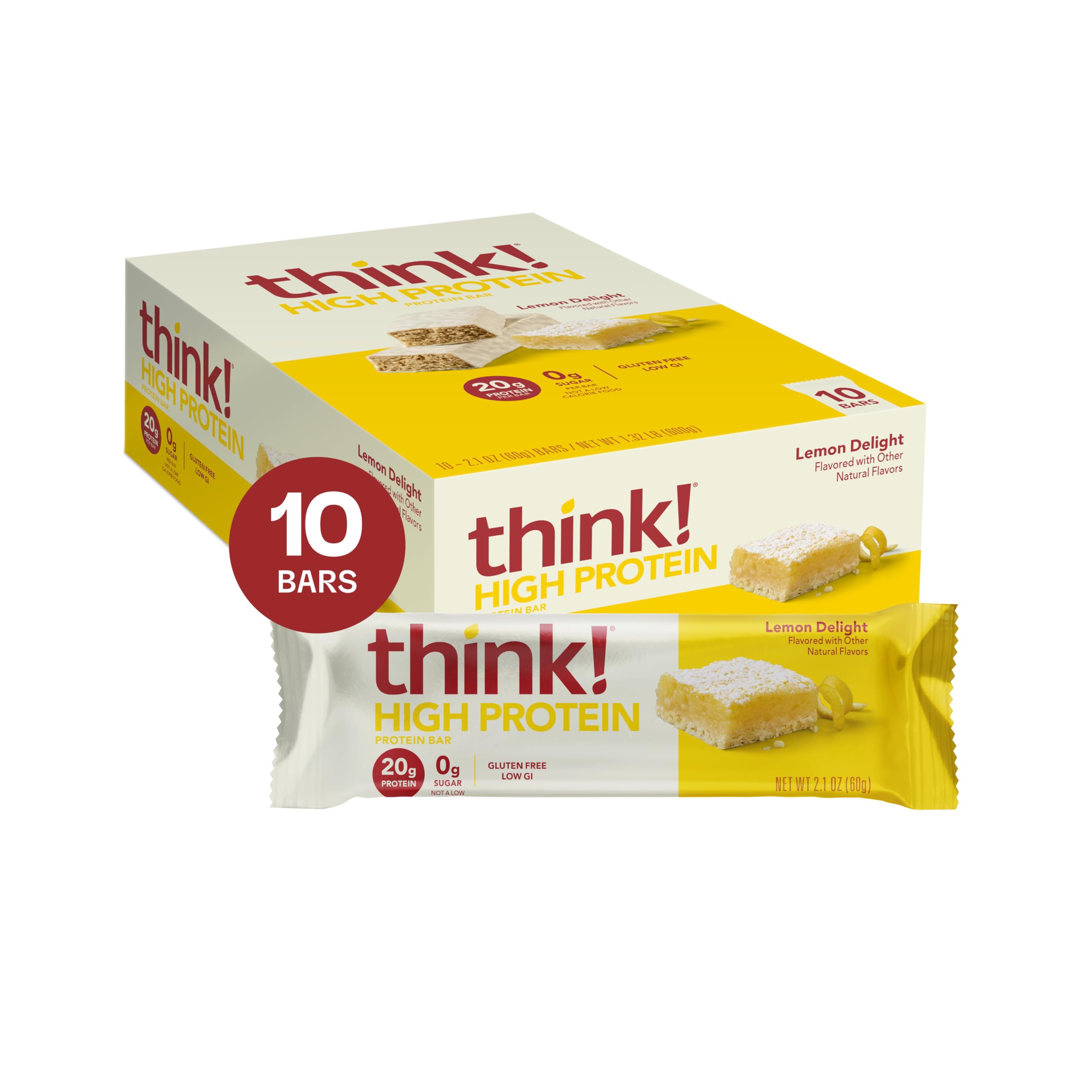 Buy now think! Protein Bars, High Protein Snacks, Gluten Free, Kosher Friendly, Creamy Peanut Butter, Nutrition Bars, 2.1 Oz per Bar, 12 Count (Packaging May Vary) Lemon Delight 10 Count (Pack of 1) at indiglob india