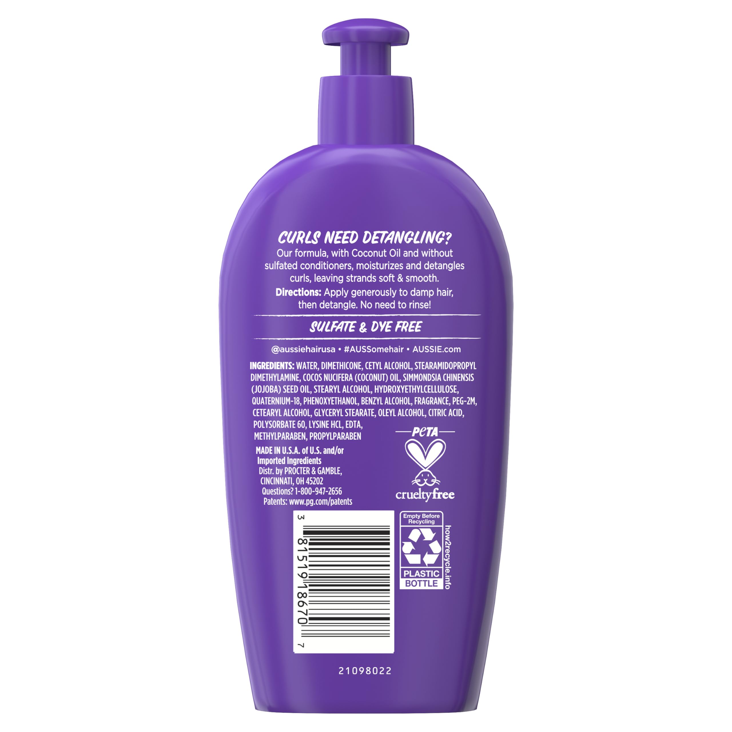 Aussie Miracle Curls with Coconut Oil, Paraben Free Detangling Milk Treatment, 6.7 fl oz
