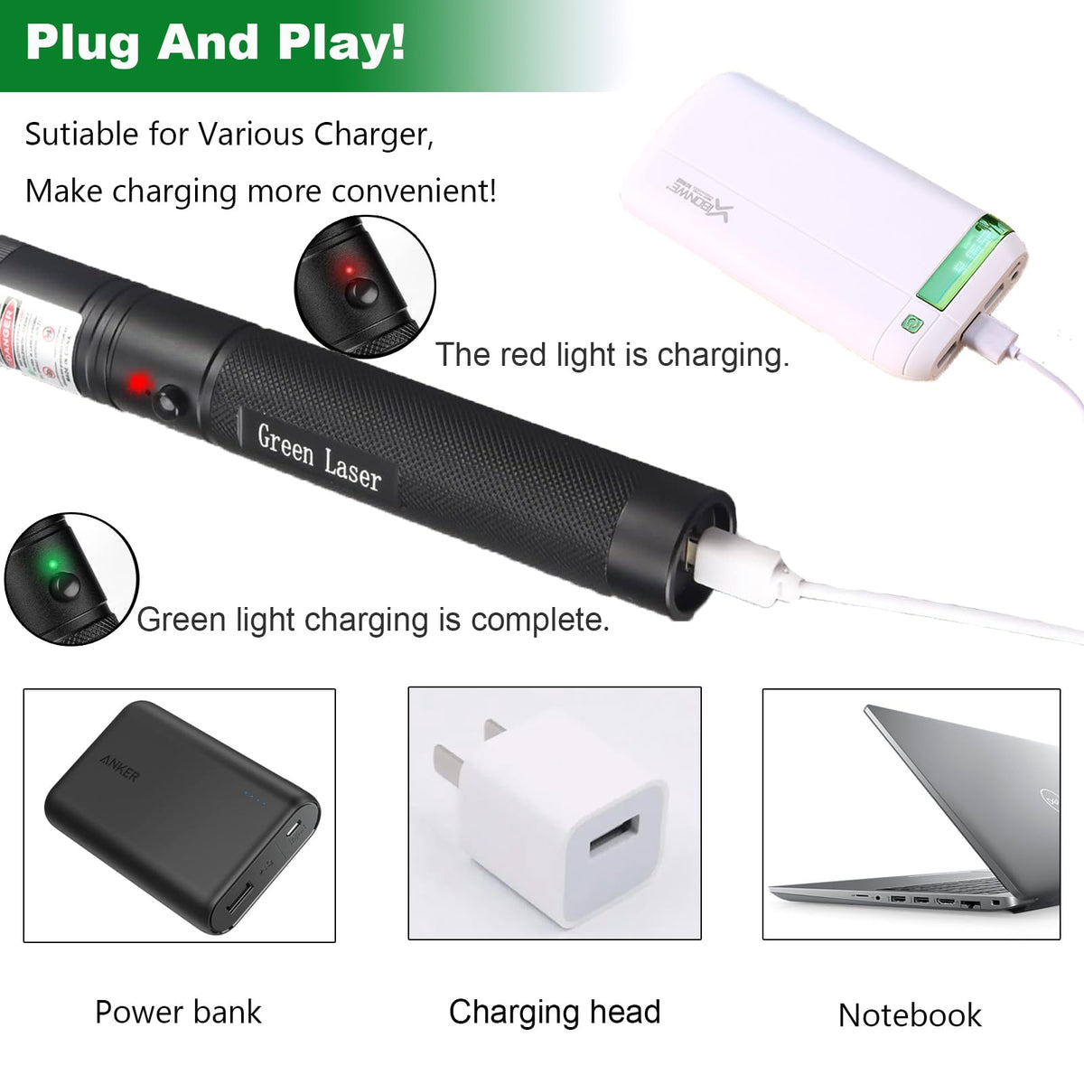 Lazer Pointer, Green Laser Pointer Rechargeable
